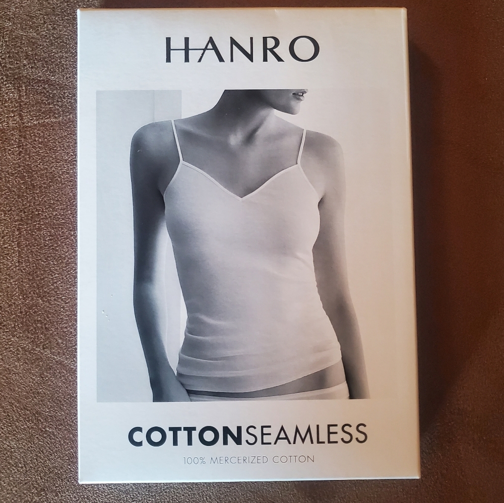 HANRO cotton seamless cami tank top vneck